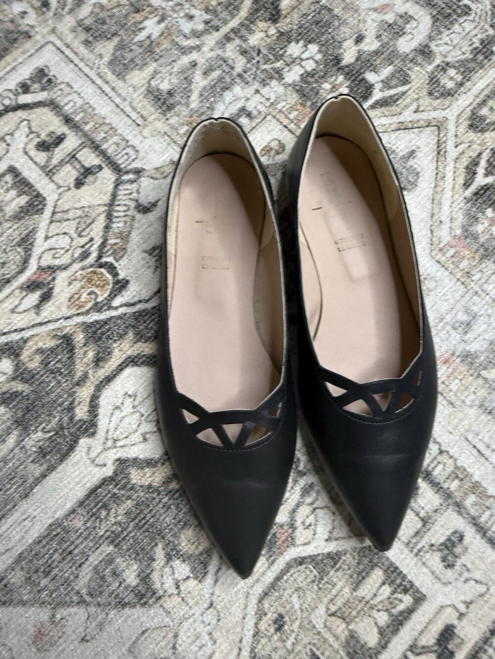 Riccardo Boccia Clodette Italy Black Leather Flats Pointed Toe Sz 7.5